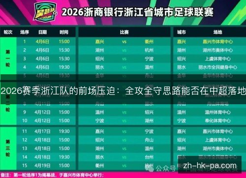 2026赛季浙江队的前场压迫:全攻全守思路能否在中超落地
